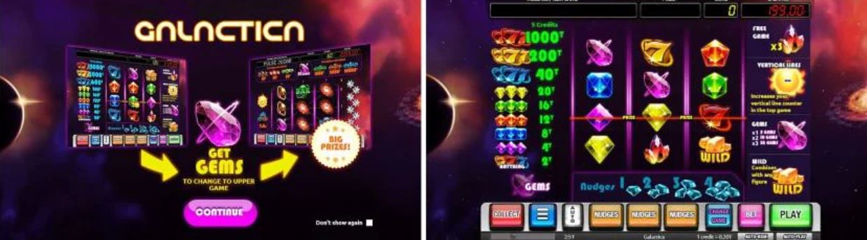 Pantalla slot Galactica en YoCasino